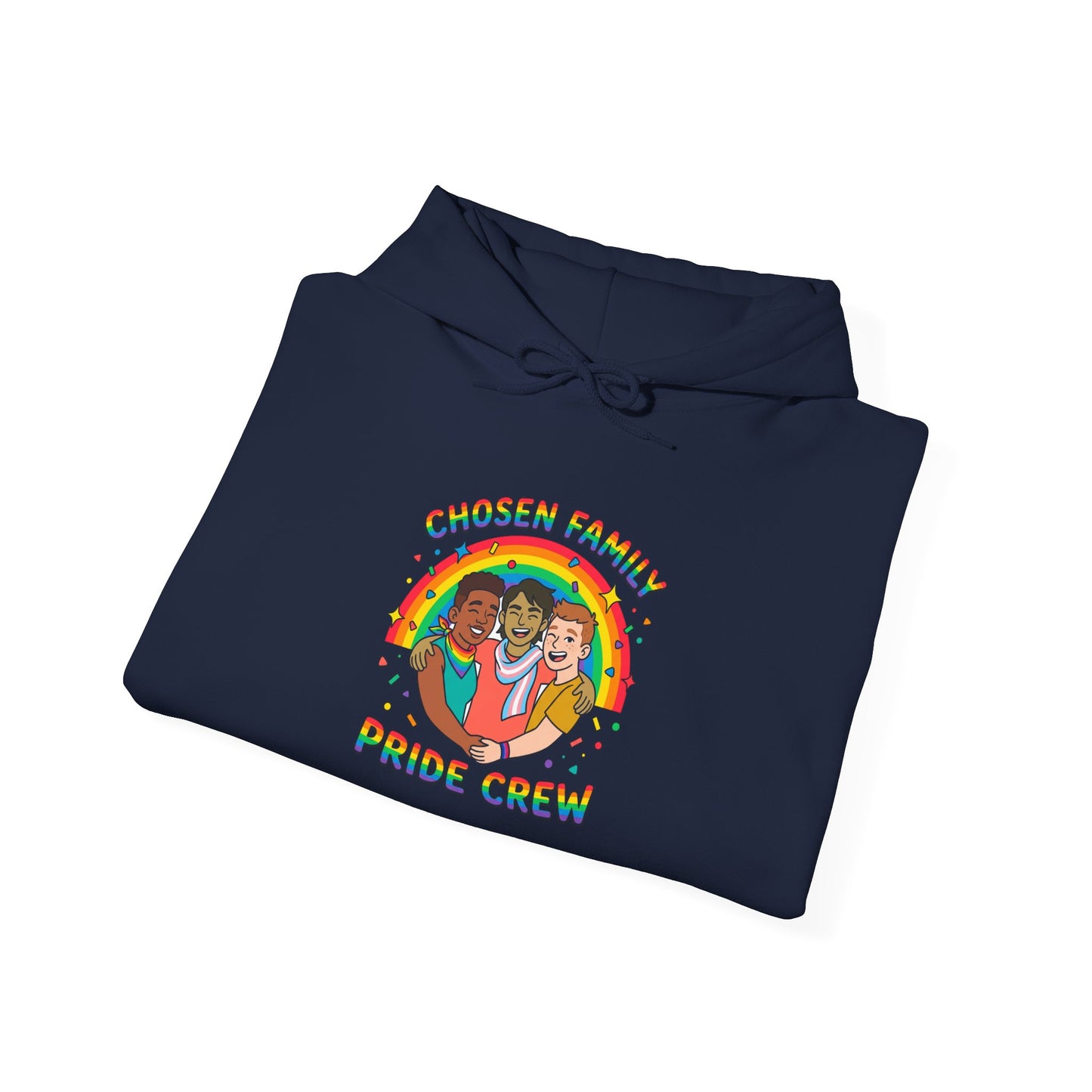 Chosen Family Pride Crew Hoodie | LGBTQ+ queer joy, pastel rainbow