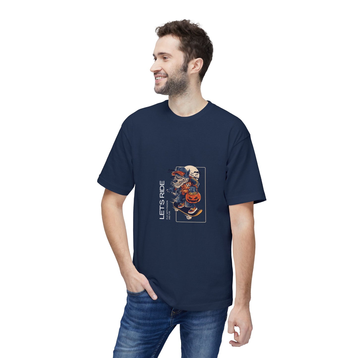 Let's Ride Motorcycle T-Shirt — Vintage Biker Pumpkin Halloween Graphic