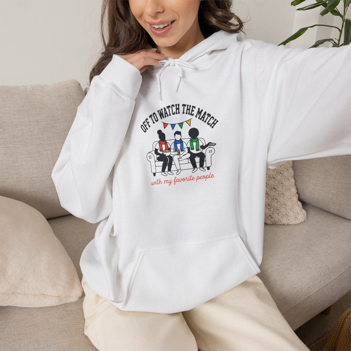 Off to Watch the Match Hoodie, soccer watch party, cozy hoodie