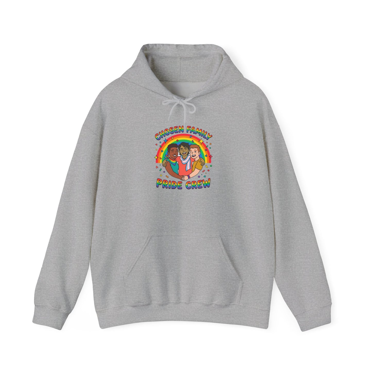 Chosen Family Pride Crew Hoodie | LGBTQ+ queer joy, pastel rainbow