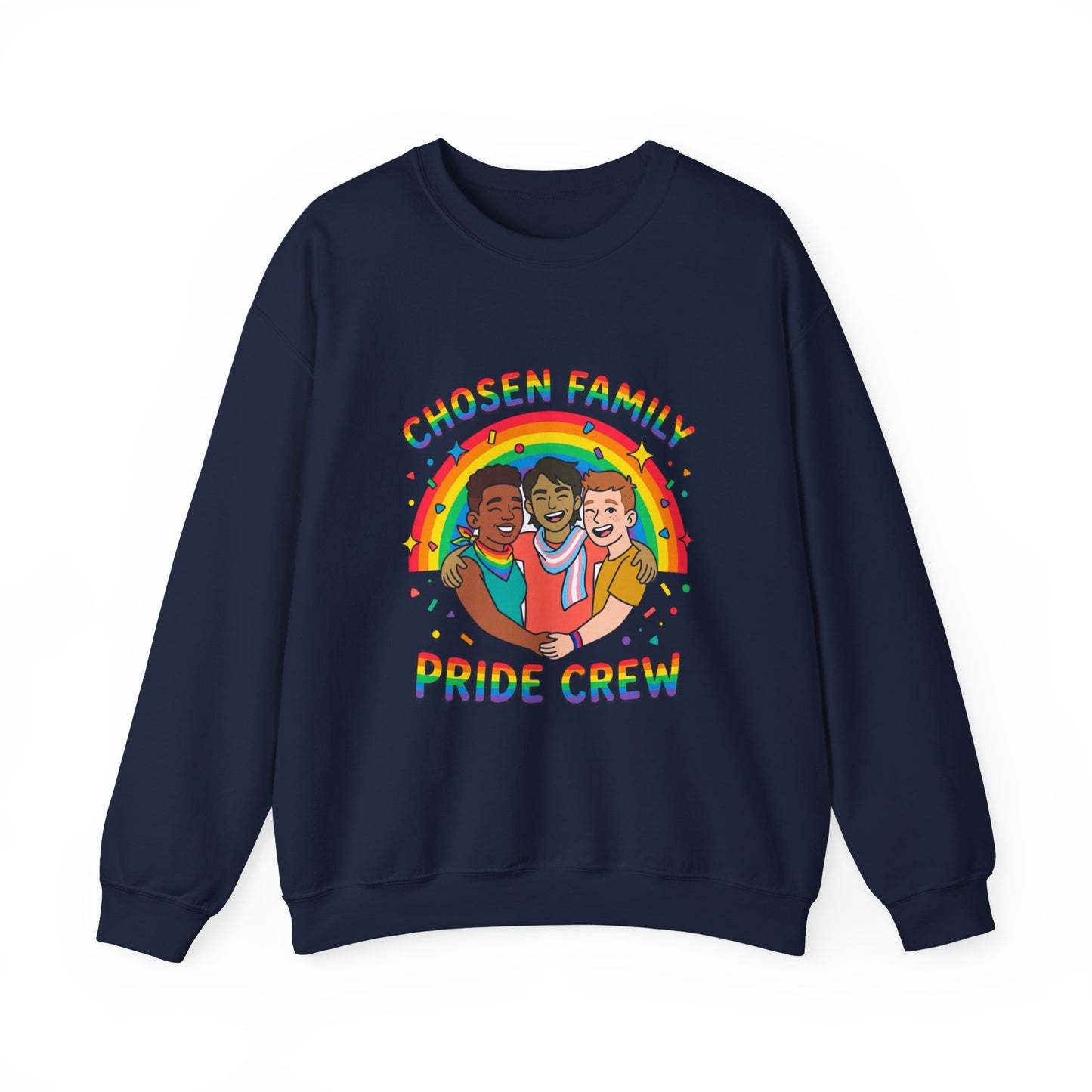 Chosen Family Pride Crewneck Sweatshirt | LGBTQ+ queer joy, pastel rainbow