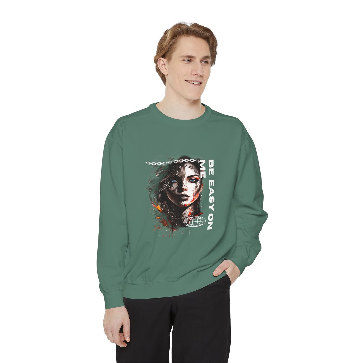 Graphic Sweatshirt — “Be Easy On Me” Artistic Portrait Pullover