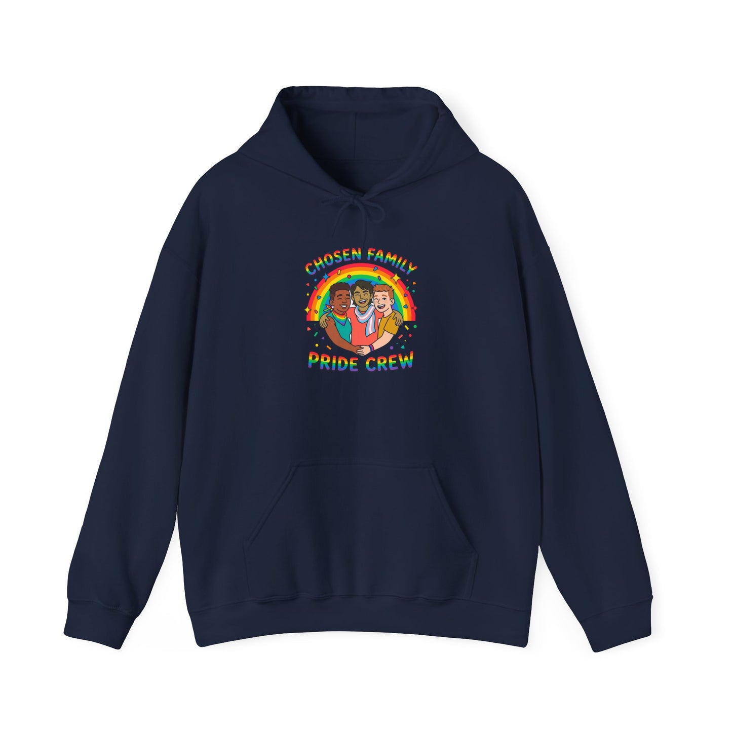 Chosen Family Pride Crew Hoodie | LGBTQ+ queer joy, pastel rainbow