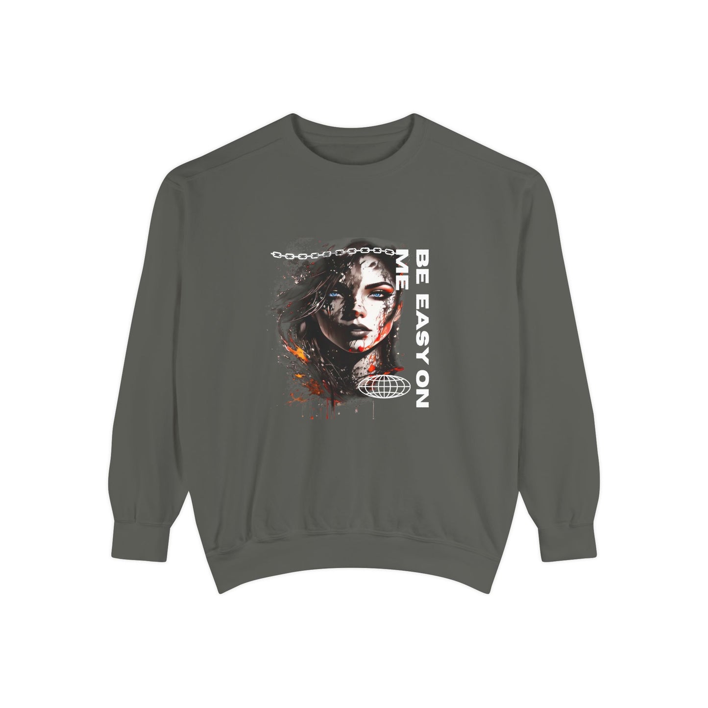 Graphic Sweatshirt — “Be Easy On Me” Artistic Portrait Pullover