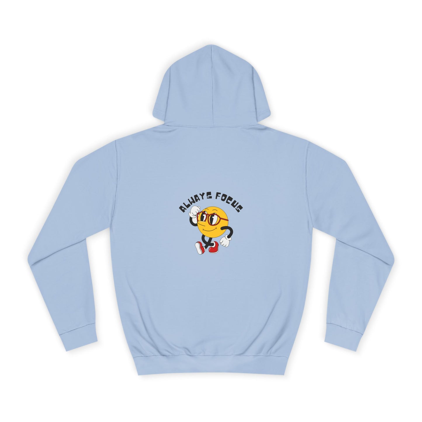 College Hoodie — "Let's Focus" Smiley Face Graphic Hoodie