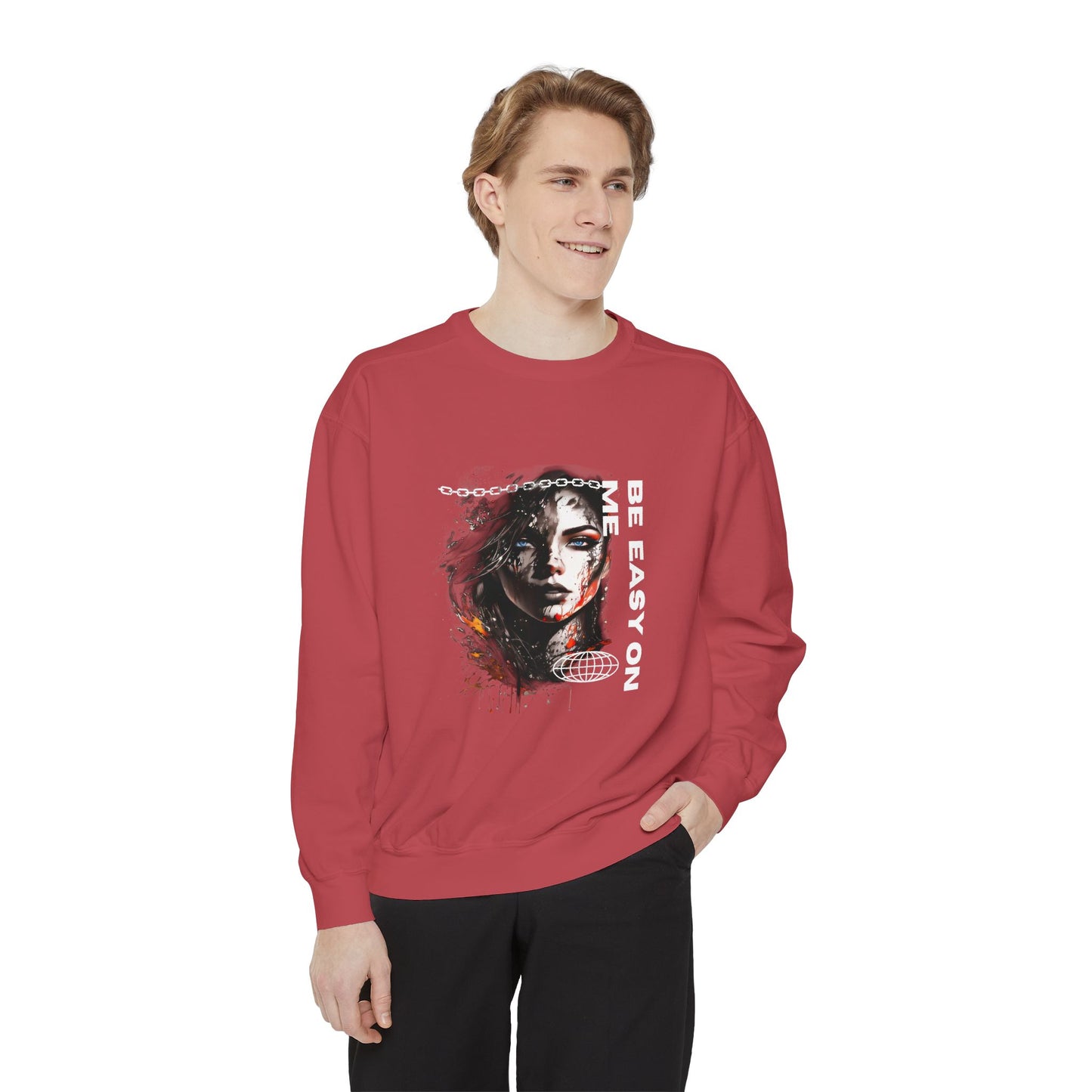 Graphic Sweatshirt — “Be Easy On Me” Artistic Portrait Pullover