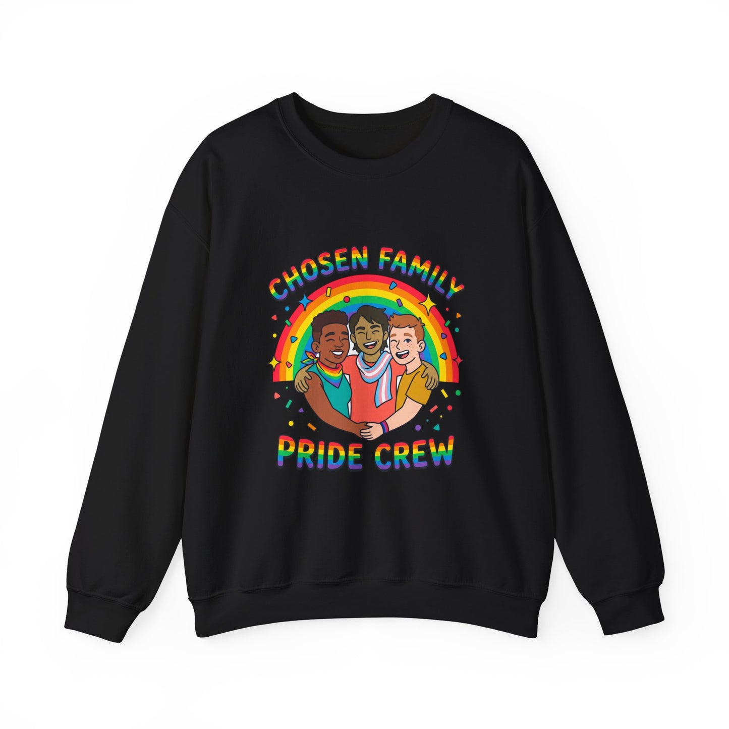 Chosen Family Pride Crewneck Sweatshirt | LGBTQ+ queer joy, pastel rainbow