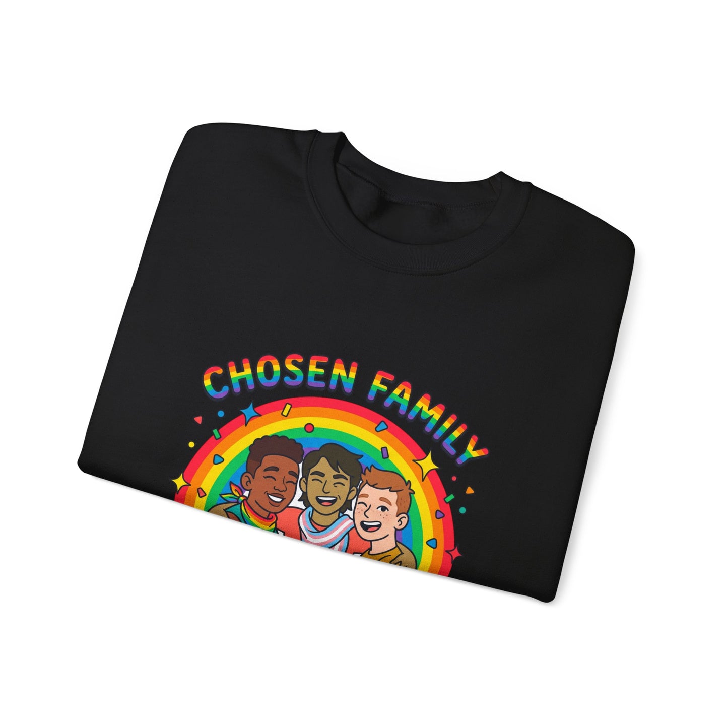 Chosen Family Pride Crewneck Sweatshirt | LGBTQ+ queer joy, pastel rainbow