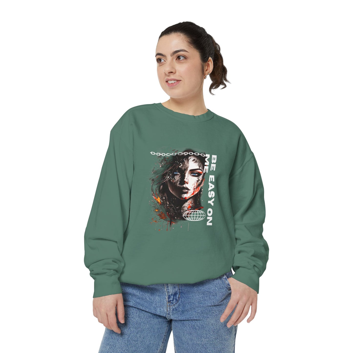 Graphic Sweatshirt — “Be Easy On Me” Artistic Portrait Pullover