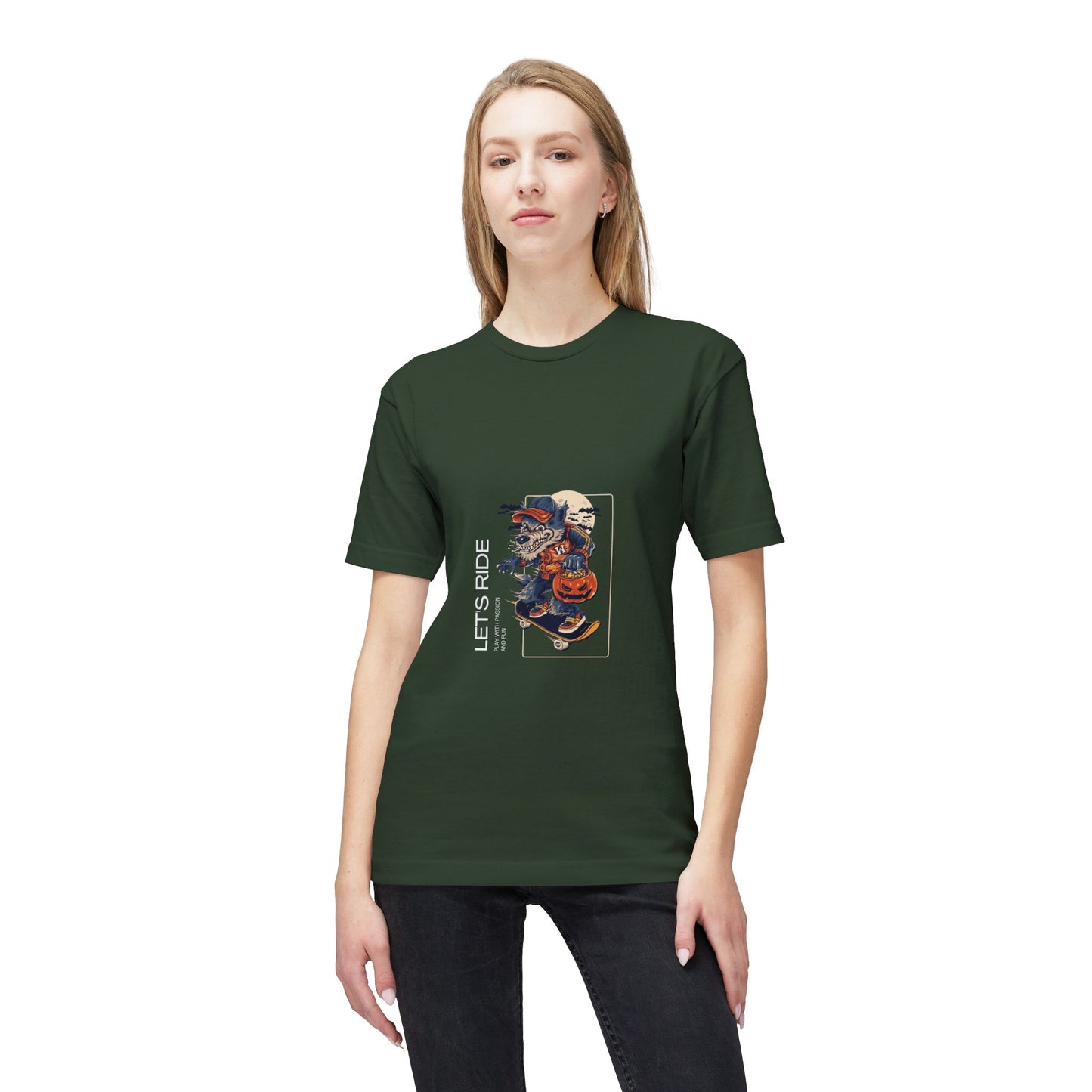 Let's Ride Motorcycle T-Shirt — Vintage Biker Pumpkin Halloween Graphic