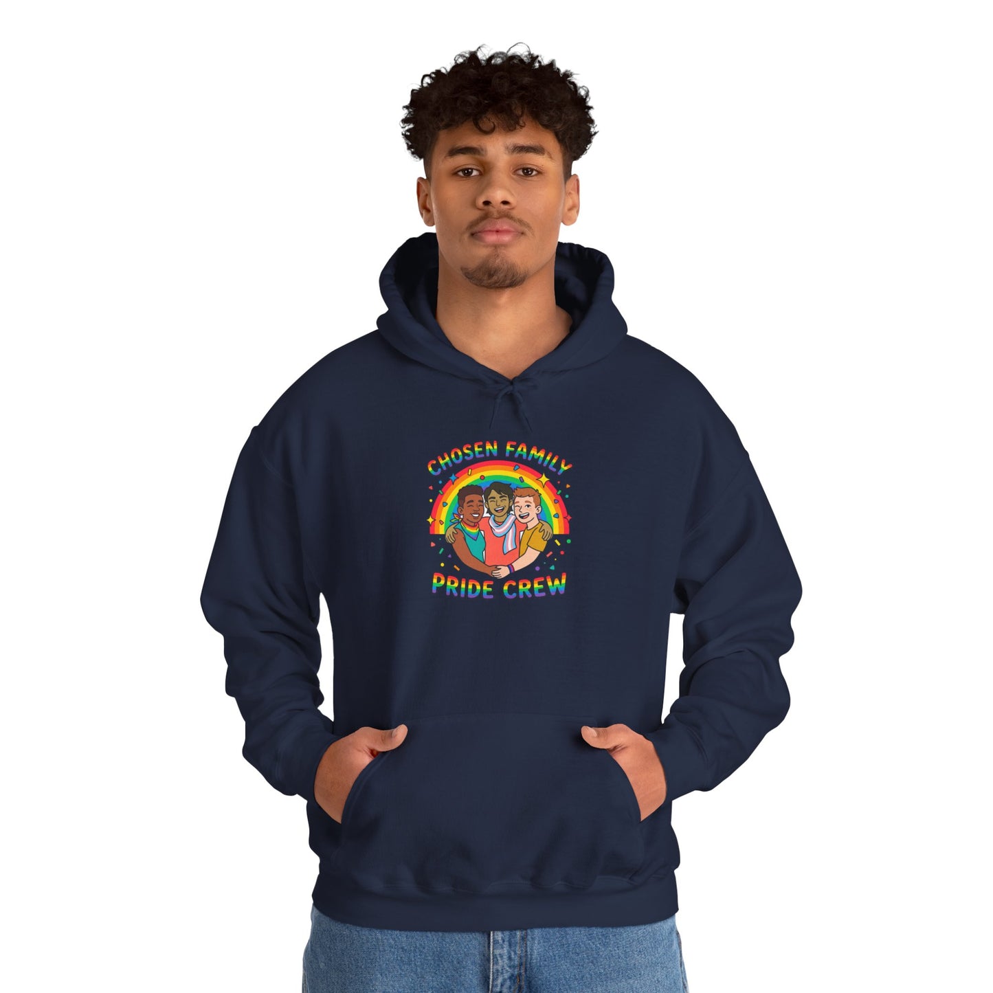 Chosen Family Pride Crew Hoodie | LGBTQ+ queer joy, pastel rainbow