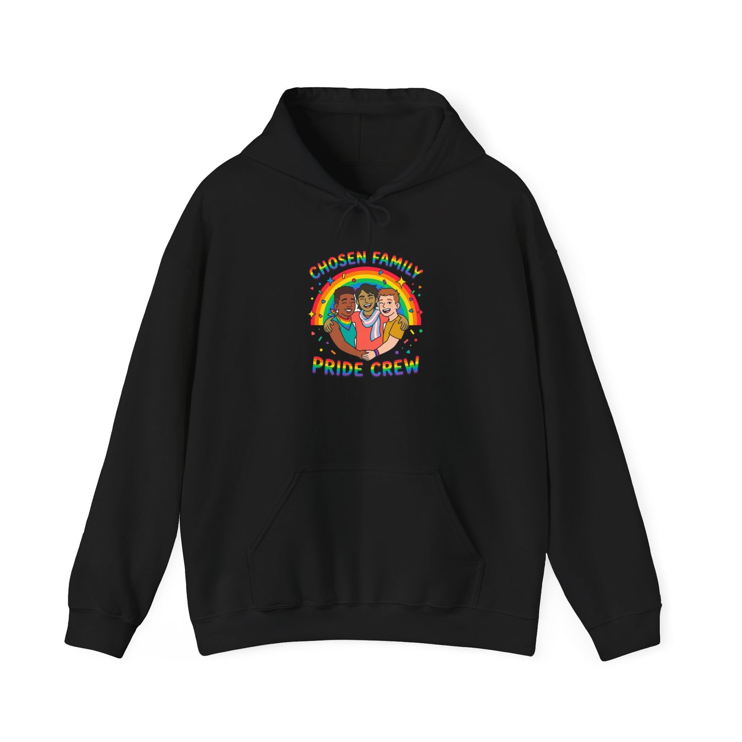 Chosen Family Pride Crew Hoodie | LGBTQ+ queer joy, pastel rainbow