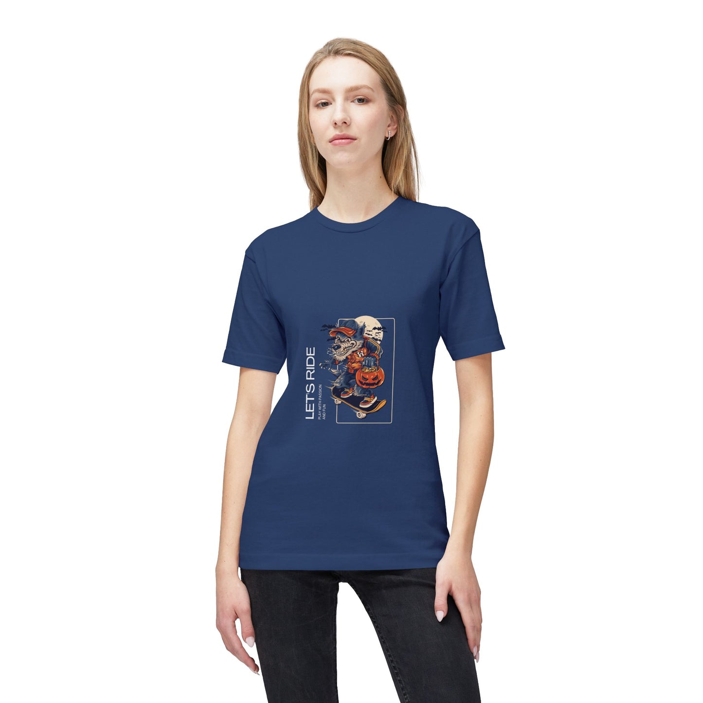 Let's Ride Motorcycle T-Shirt — Vintage Biker Pumpkin Halloween Graphic