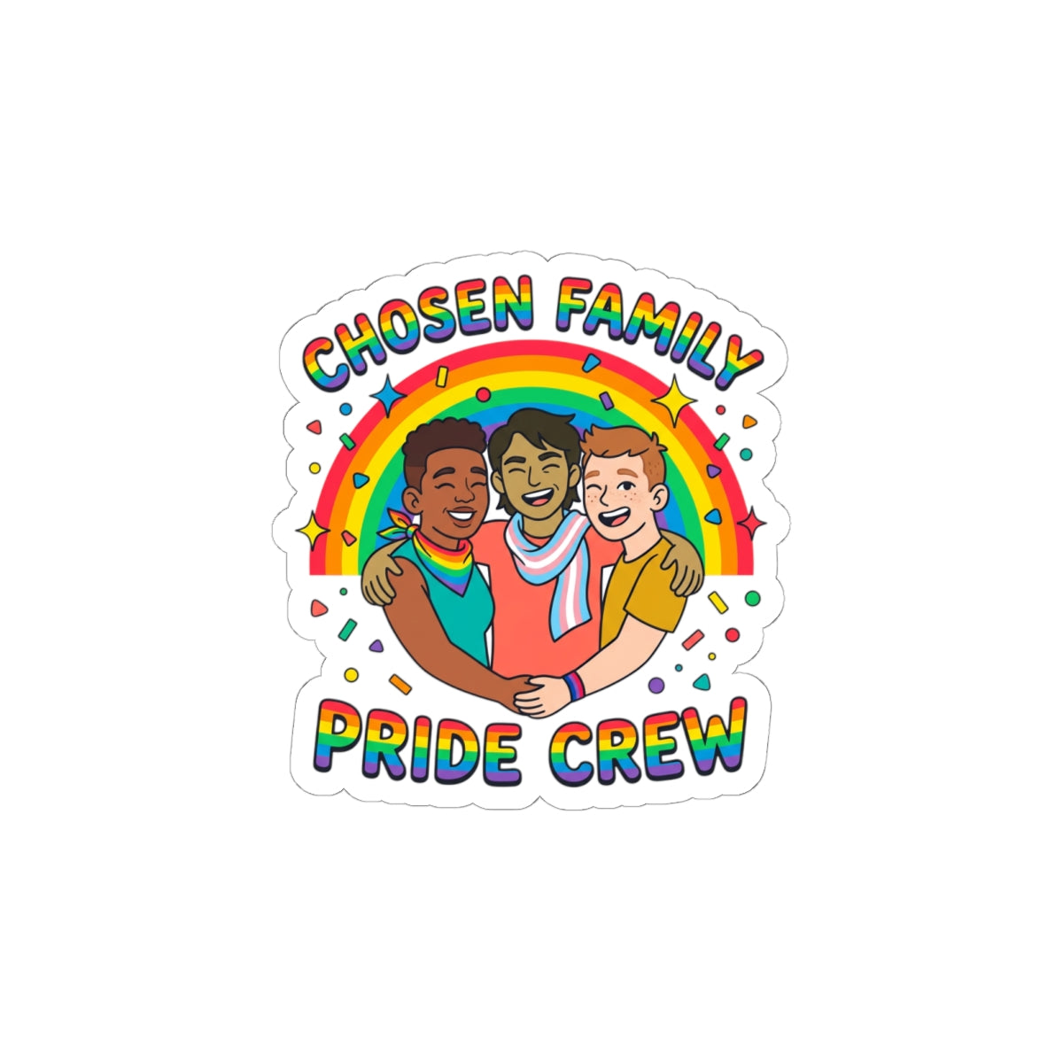 Chosen Family Pride Crew Sticker | LGBTQ+ queer joy, pastel rainbow