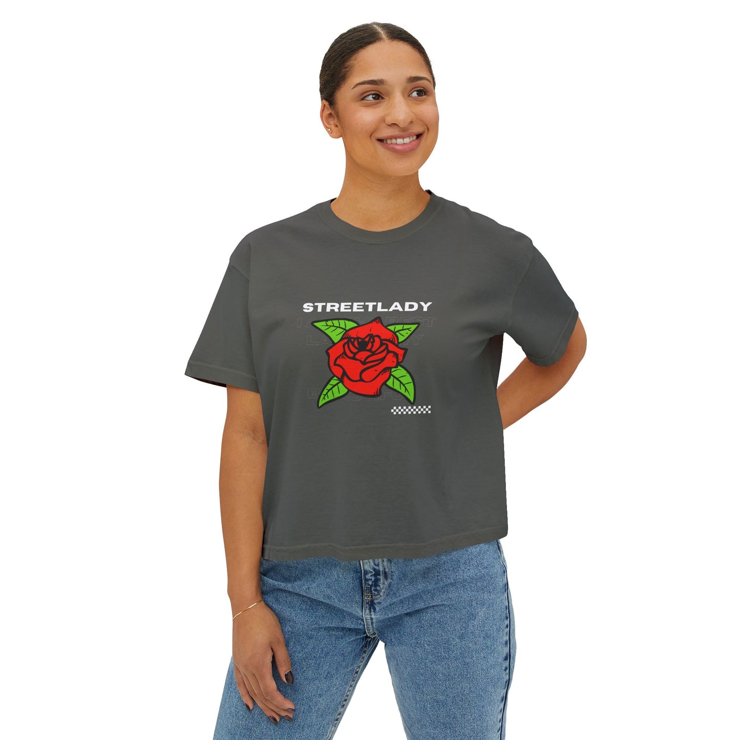 Streetlady Rose Boxy Tee — Women's Graphic Crop T-Shirt