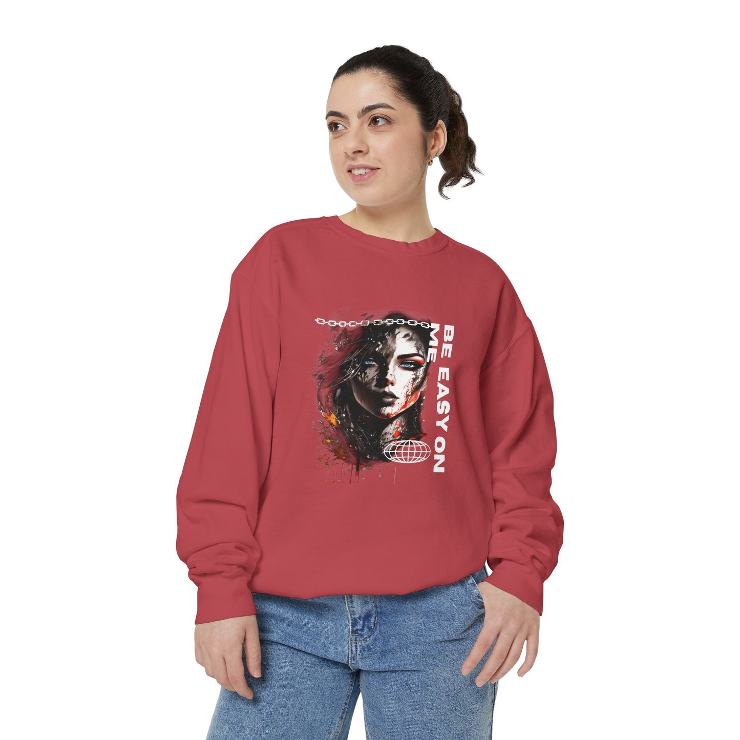 Graphic Sweatshirt — “Be Easy On Me” Artistic Portrait Pullover