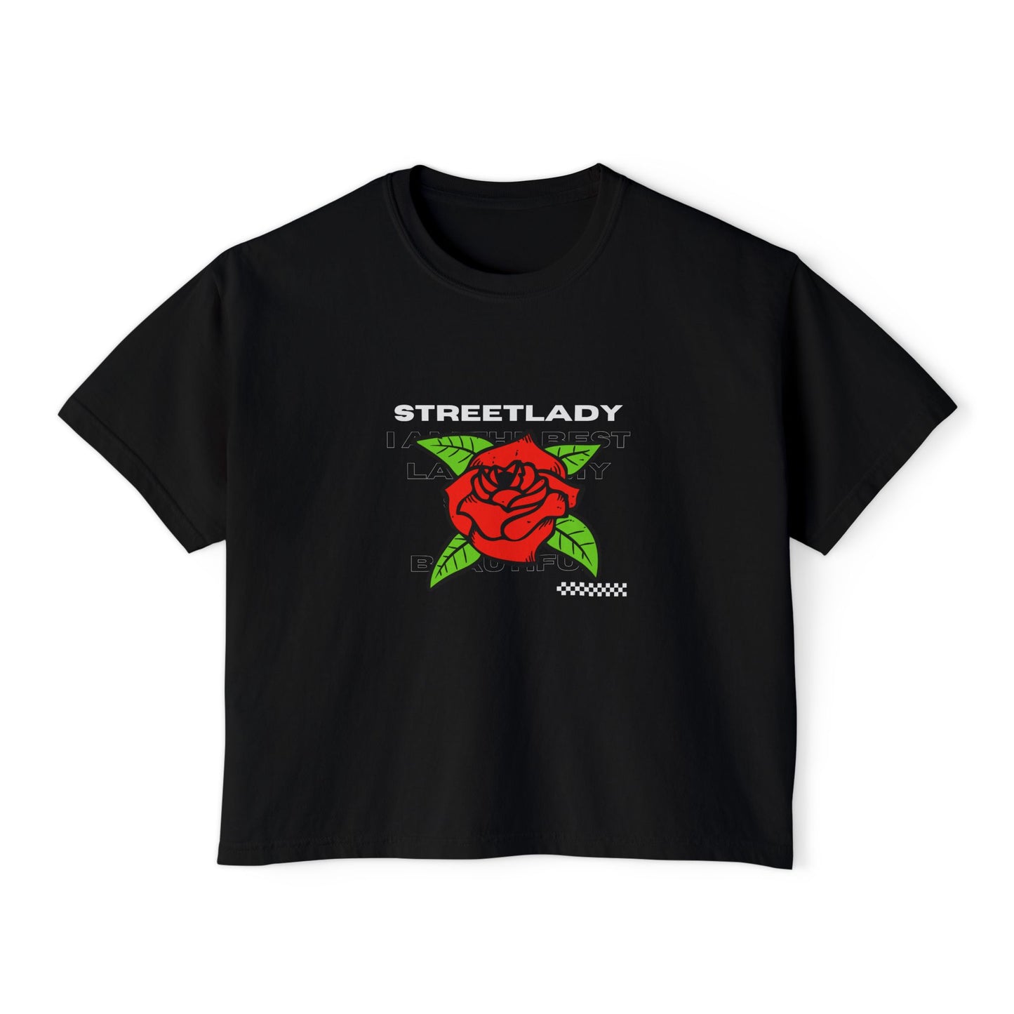 Streetlady Rose Boxy Tee — Women's Graphic Crop T-Shirt