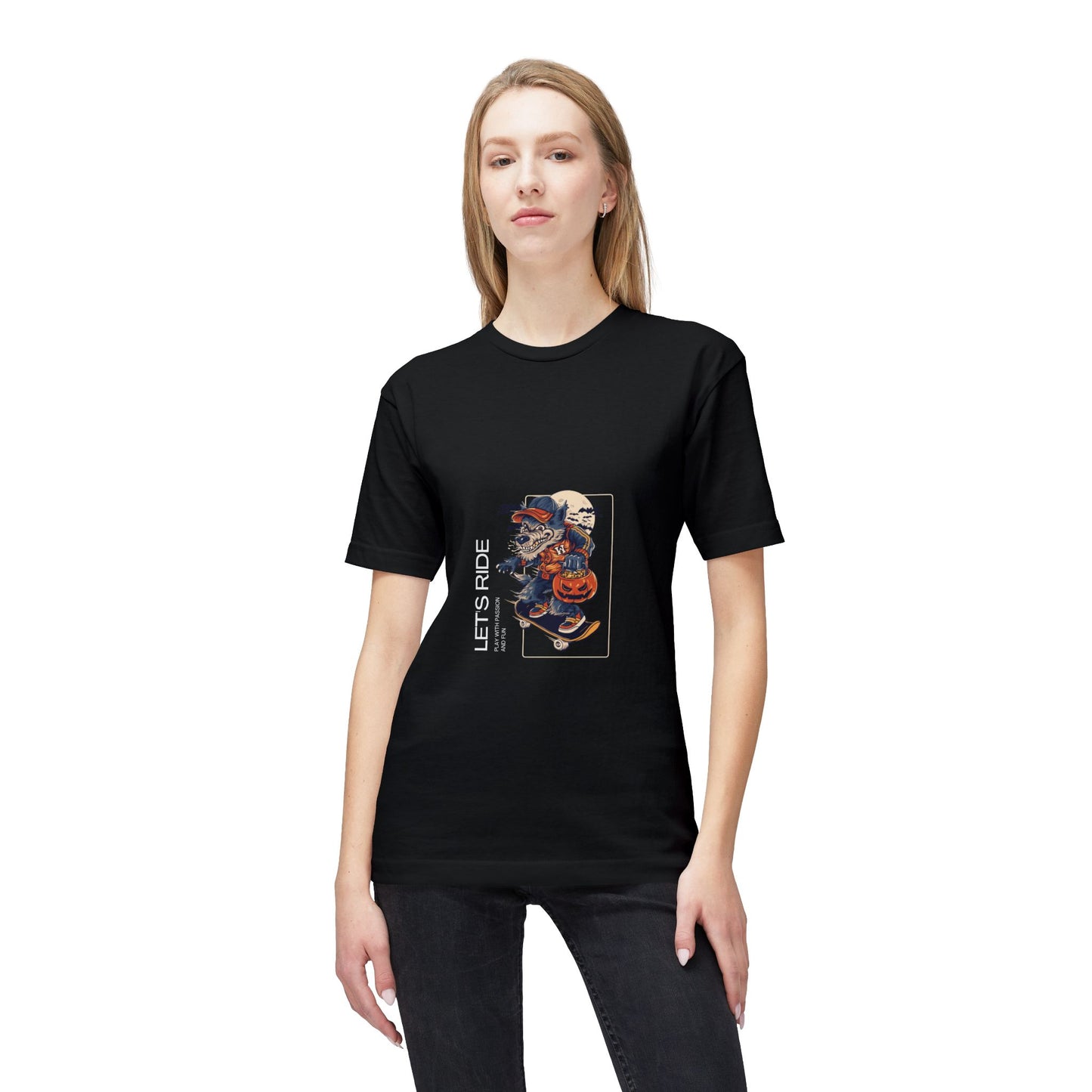 Let's Ride Motorcycle T-Shirt — Vintage Biker Pumpkin Halloween Graphic