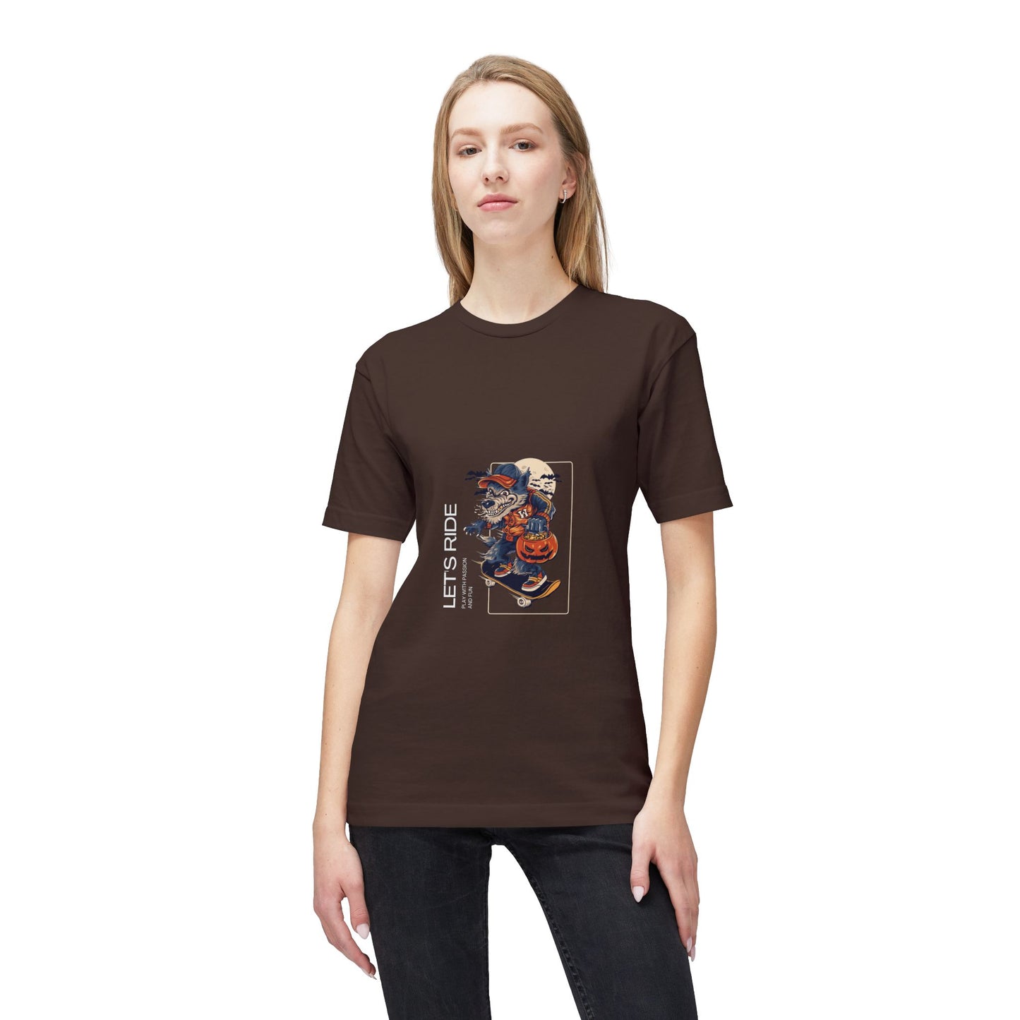 Let's Ride Motorcycle T-Shirt — Vintage Biker Pumpkin Halloween Graphic