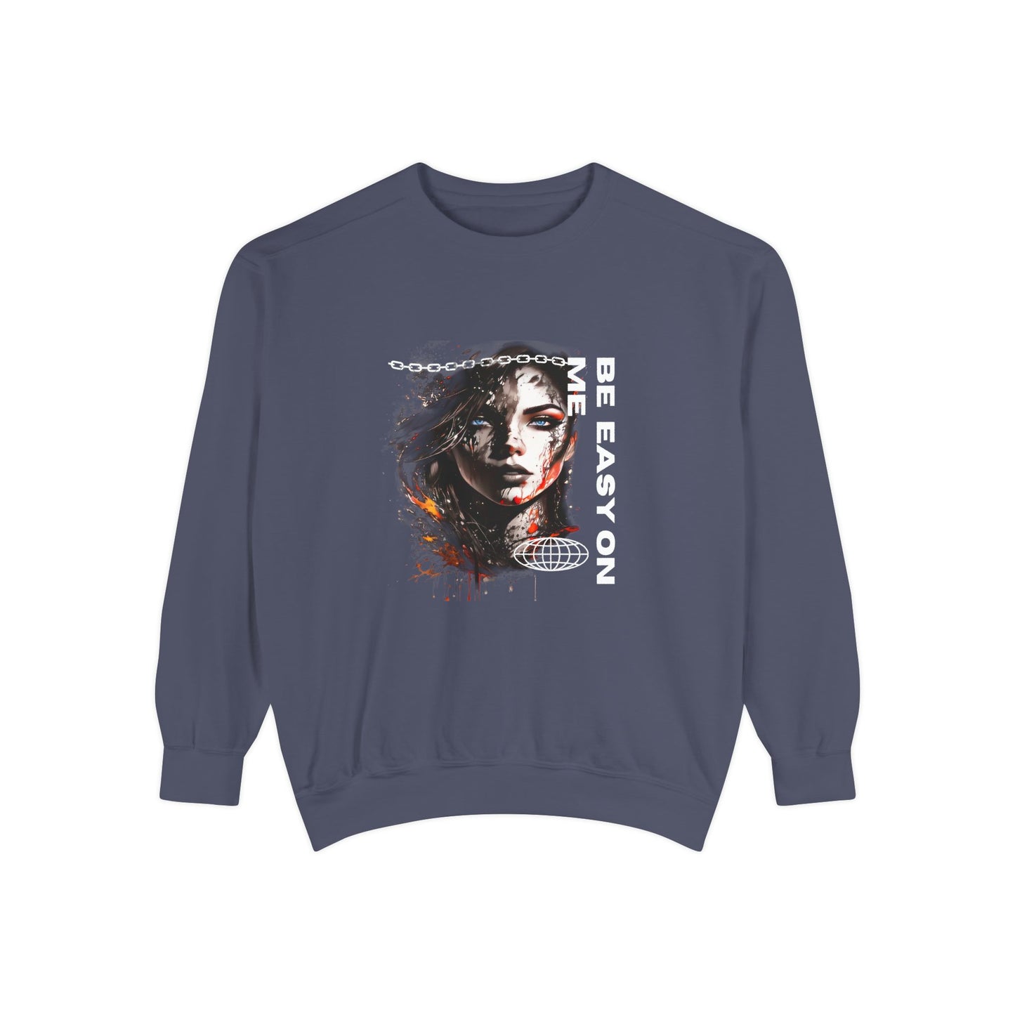 Graphic Sweatshirt — “Be Easy On Me” Artistic Portrait Pullover