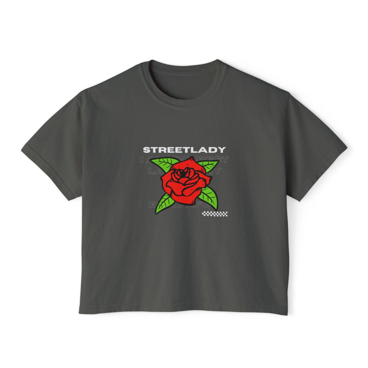 Streetlady Rose Boxy Tee — Women's Graphic Crop T-Shirt