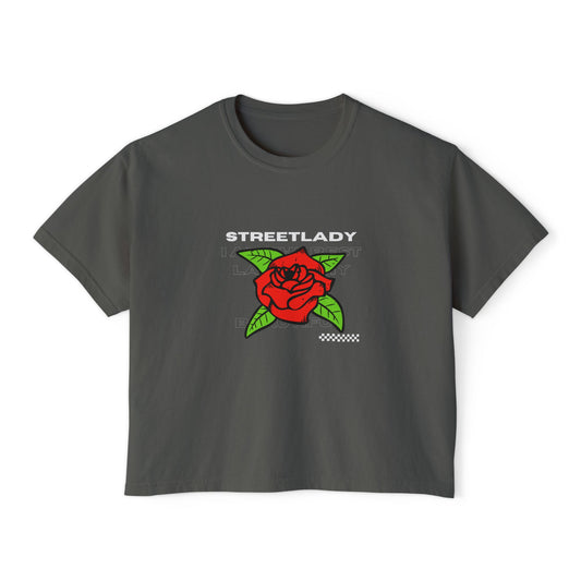 Streetlady Rose Boxy Tee — Women's Graphic Crop T-Shirt