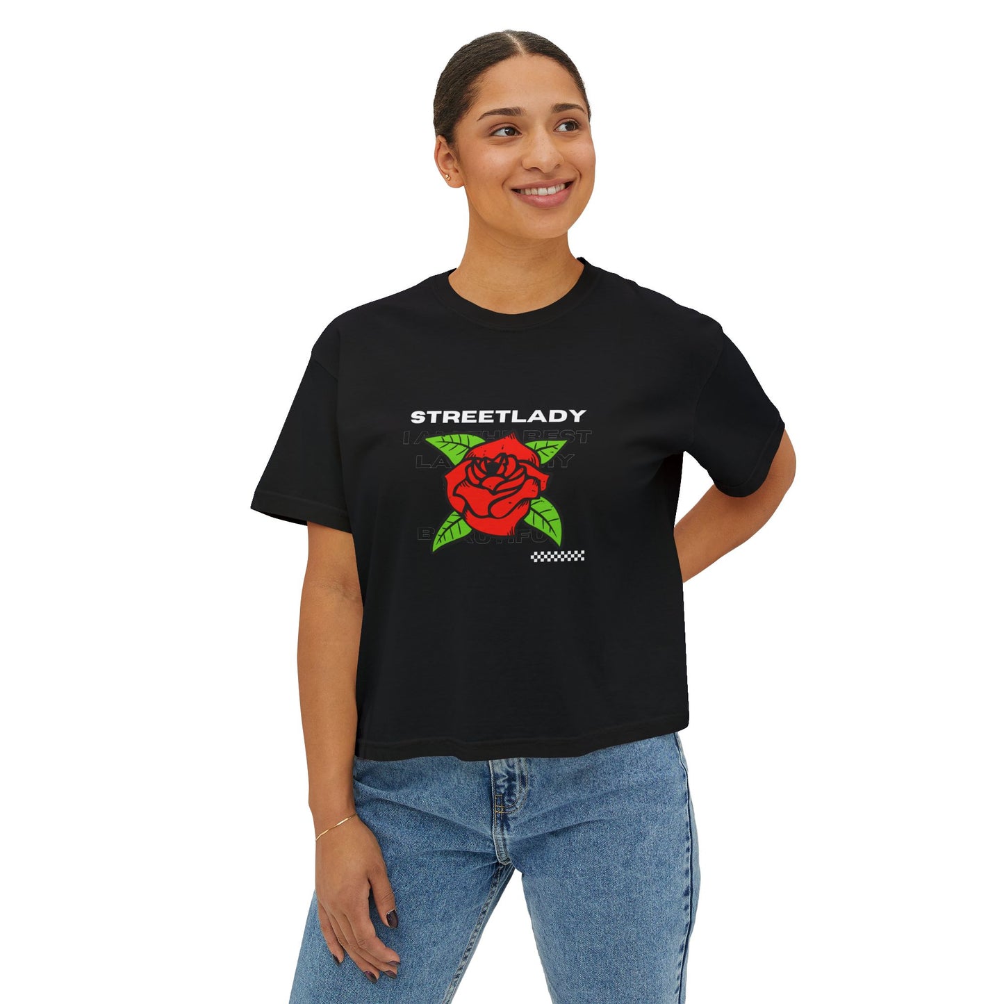 Streetlady Rose Boxy Tee — Women's Graphic Crop T-Shirt