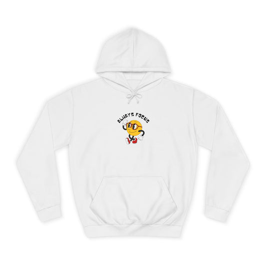 College Hoodie — "Let's Focus" Smiley Face Graphic Hoodie