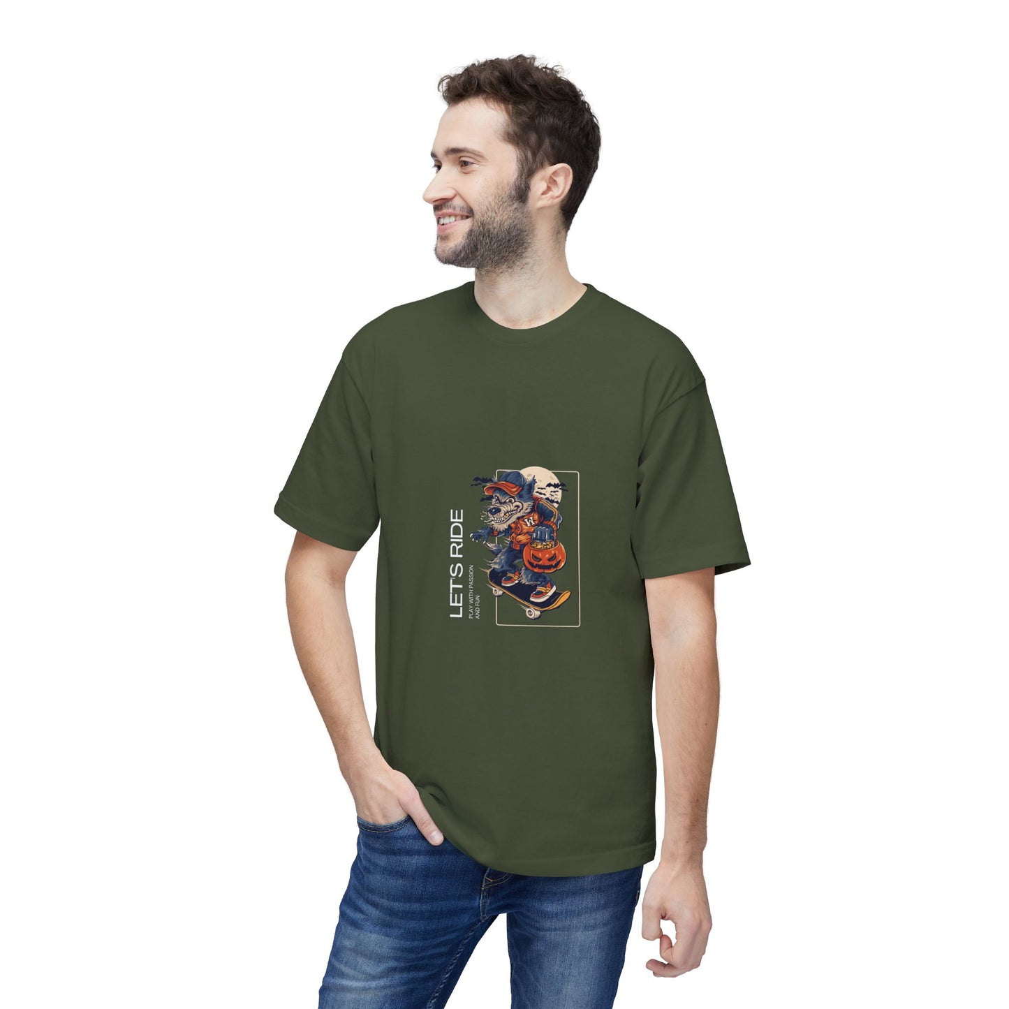 Let's Ride Motorcycle T-Shirt — Vintage Biker Pumpkin Halloween Graphic