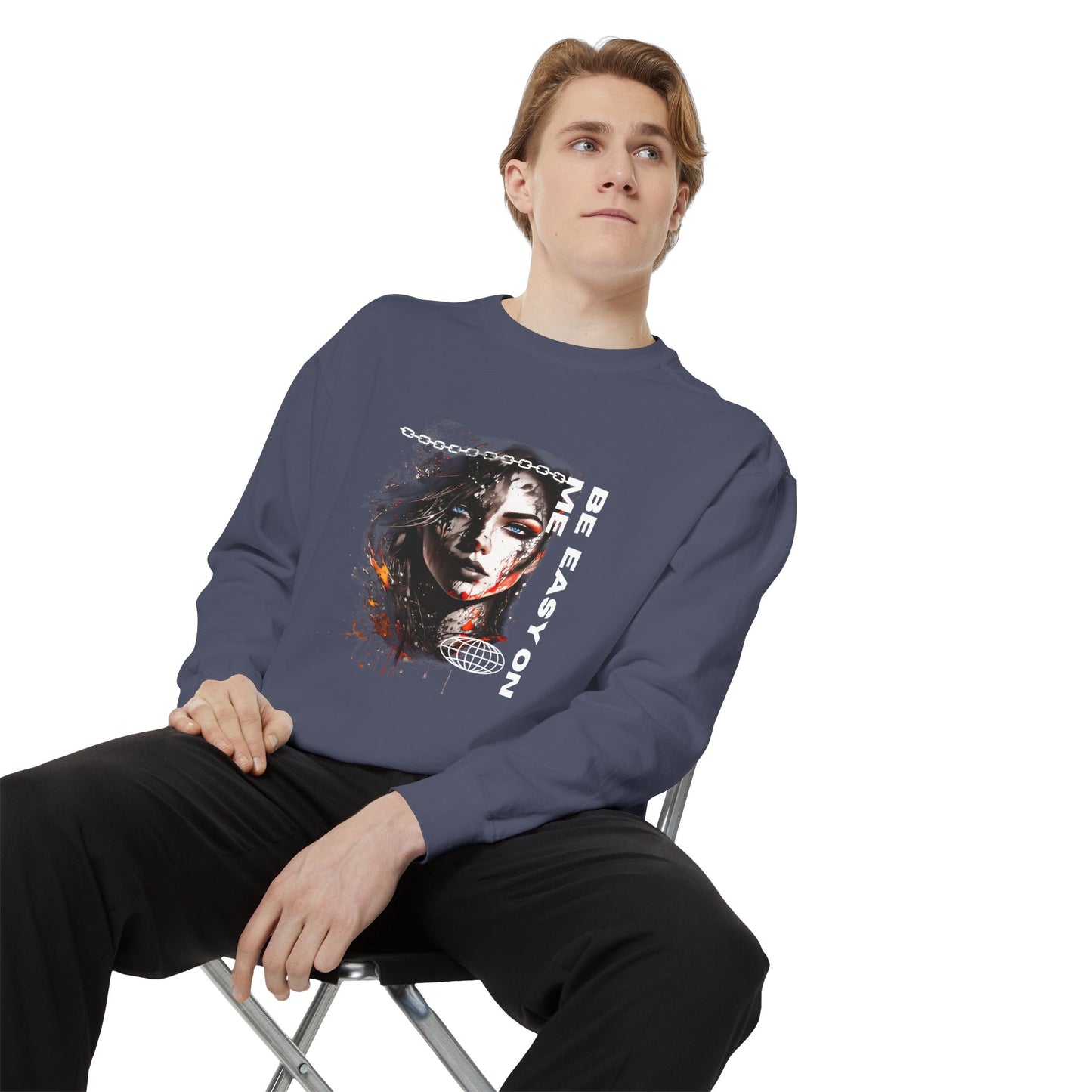 Graphic Sweatshirt — “Be Easy On Me” Artistic Portrait Pullover