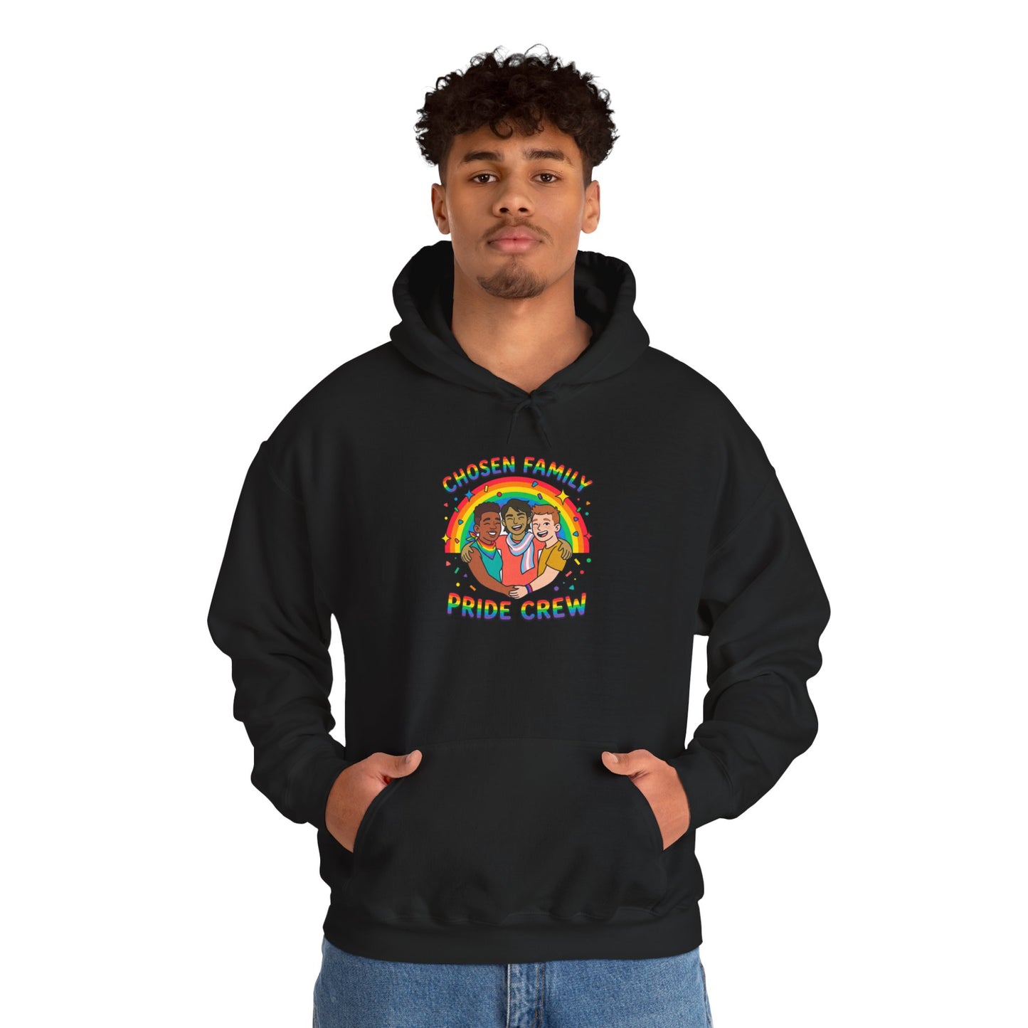 Chosen Family Pride Crew Hoodie | LGBTQ+ queer joy, pastel rainbow