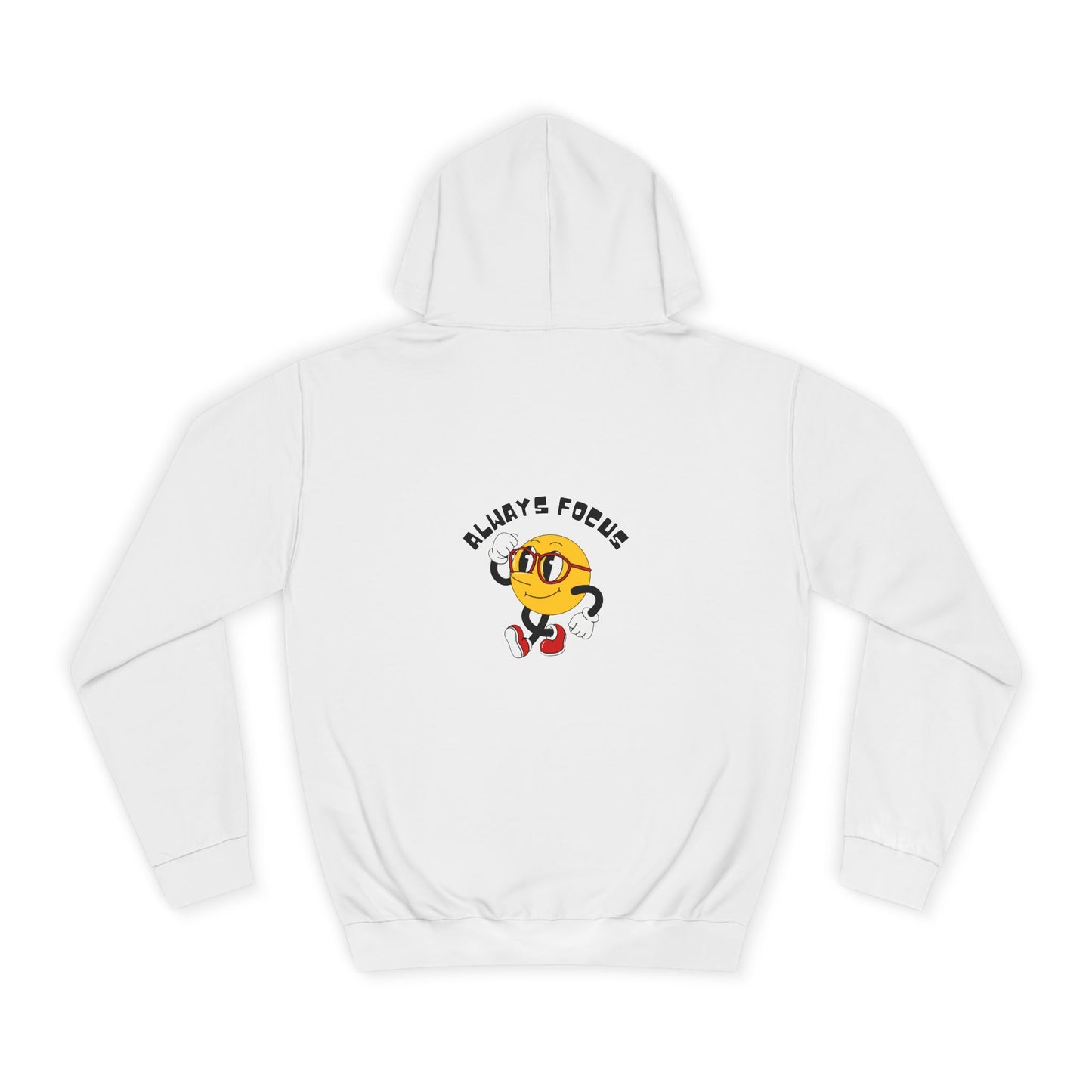 College Hoodie — "Let's Focus" Smiley Face Graphic Hoodie