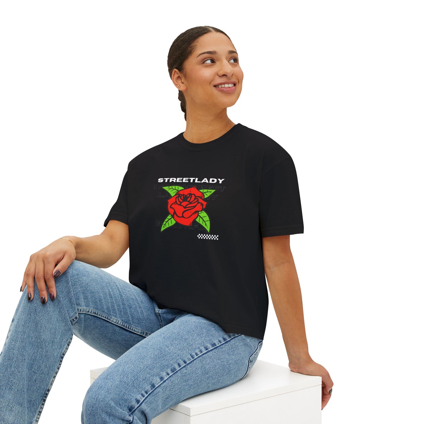 Streetlady Rose Boxy Tee — Women's Graphic Crop T-Shirt