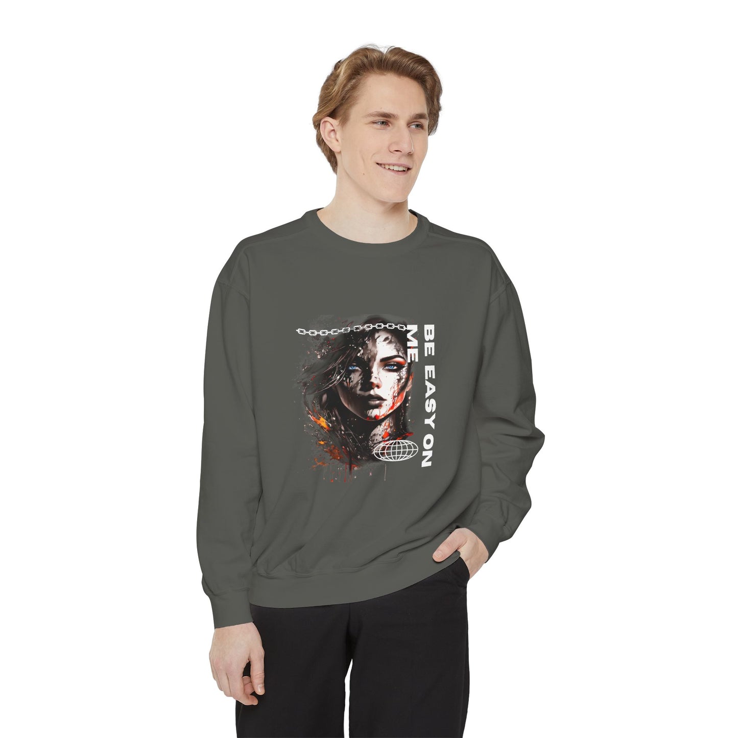 Graphic Sweatshirt — “Be Easy On Me” Artistic Portrait Pullover