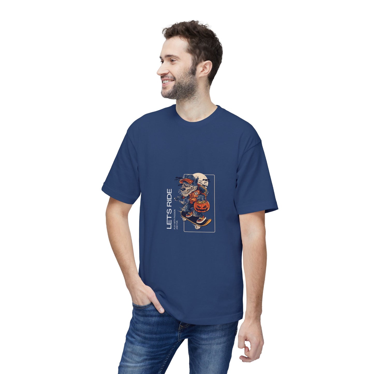 Let's Ride Motorcycle T-Shirt — Vintage Biker Pumpkin Halloween Graphic