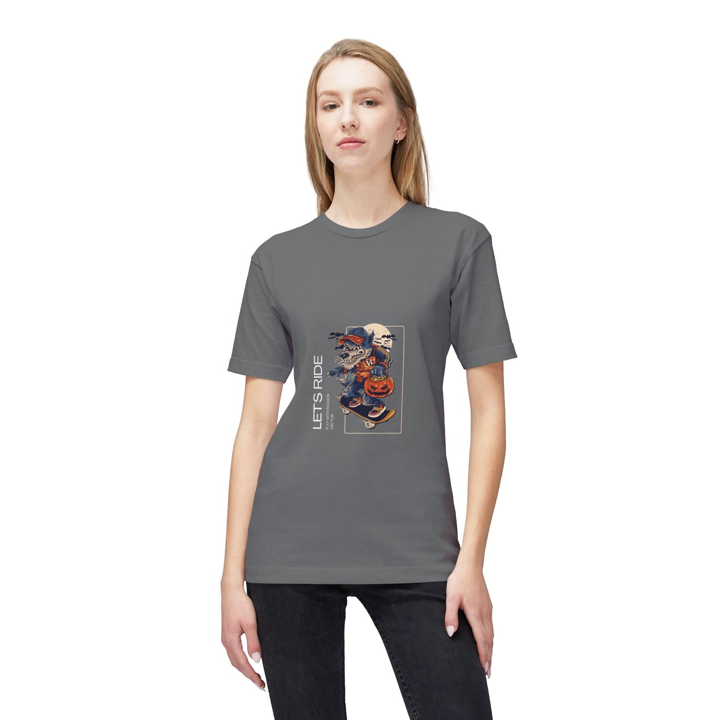 Let's Ride Motorcycle T-Shirt — Vintage Biker Pumpkin Halloween Graphic