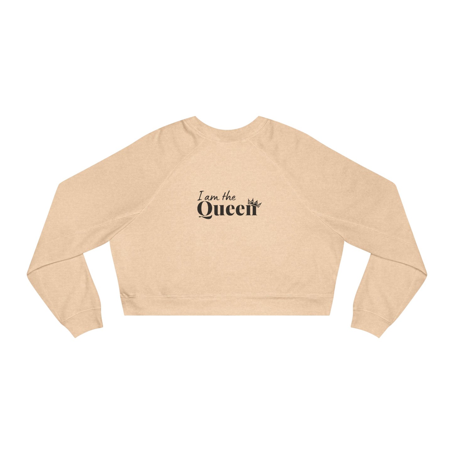 Cropped Pullover — "I am the Queen" Graphic Fleece Top