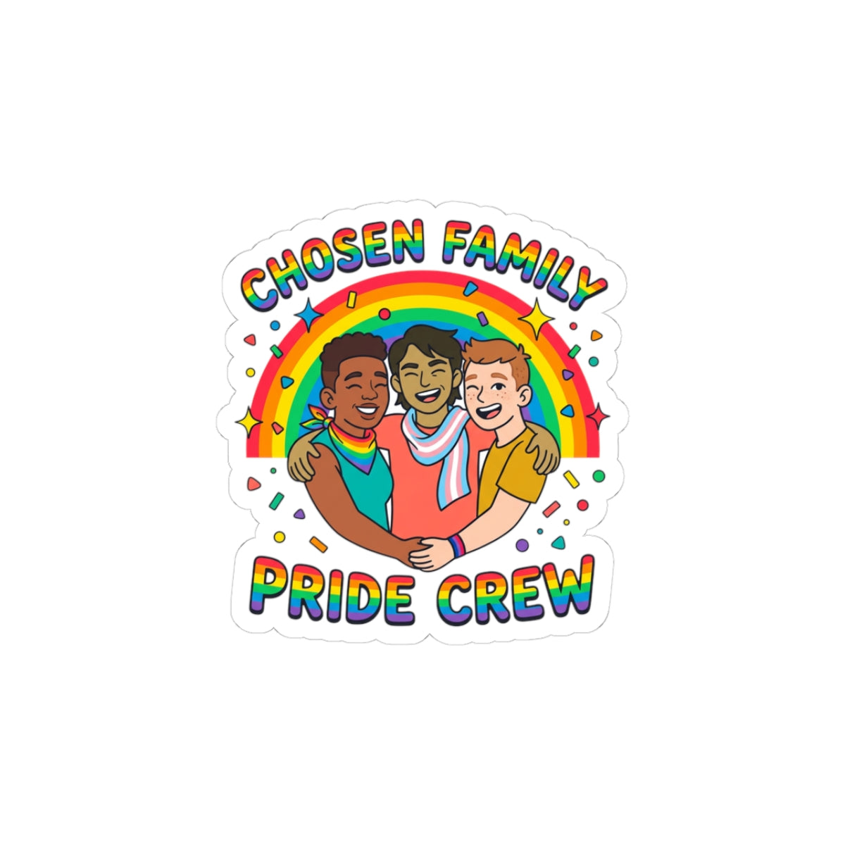 Chosen Family Pride Crew Sticker | LGBTQ+ queer joy, pastel rainbow