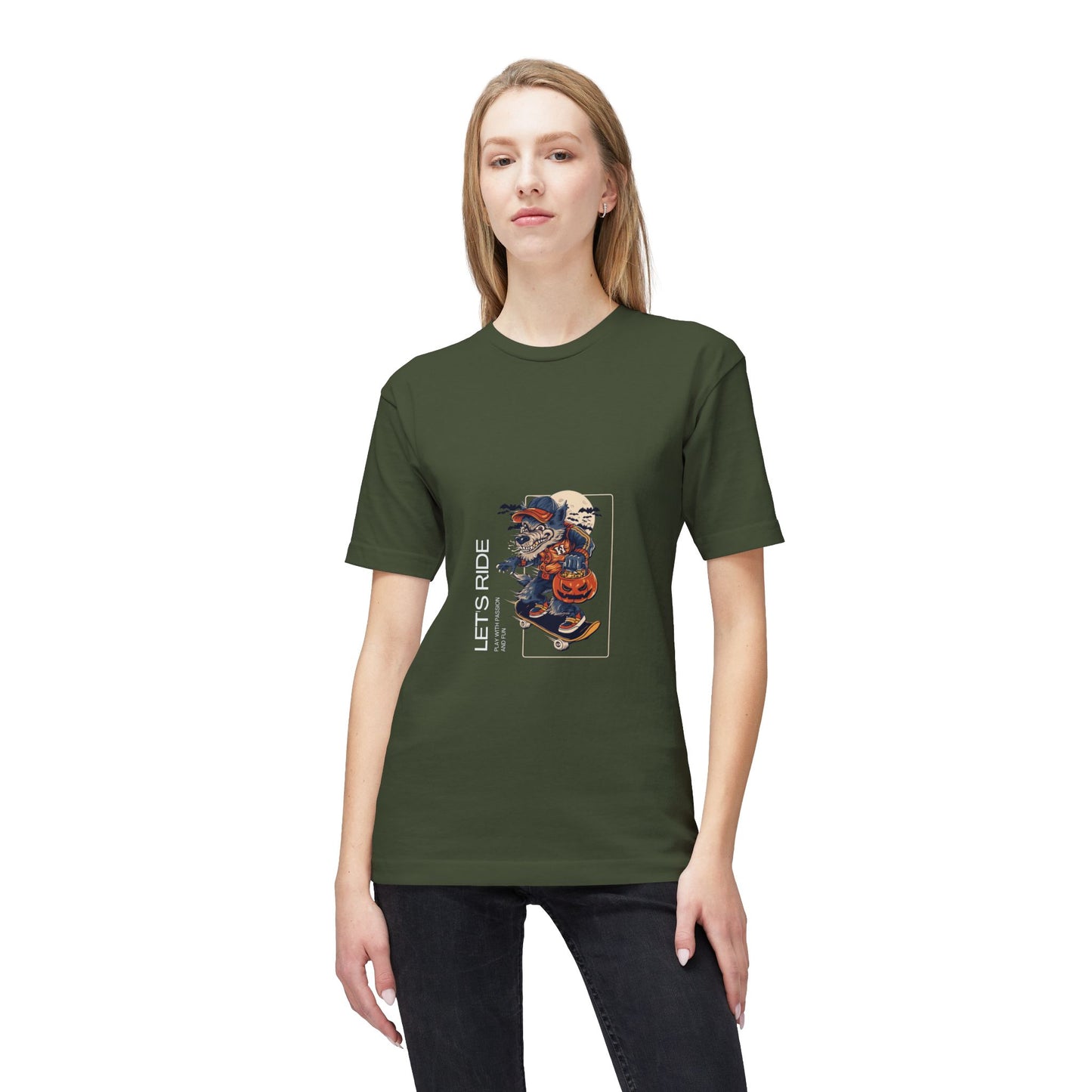 Let's Ride Motorcycle T-Shirt — Vintage Biker Pumpkin Halloween Graphic