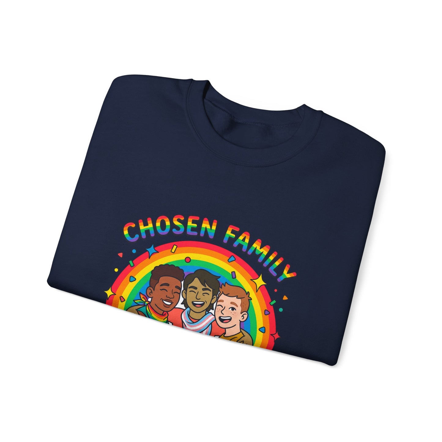 Chosen Family Pride Crewneck Sweatshirt | LGBTQ+ queer joy, pastel rainbow