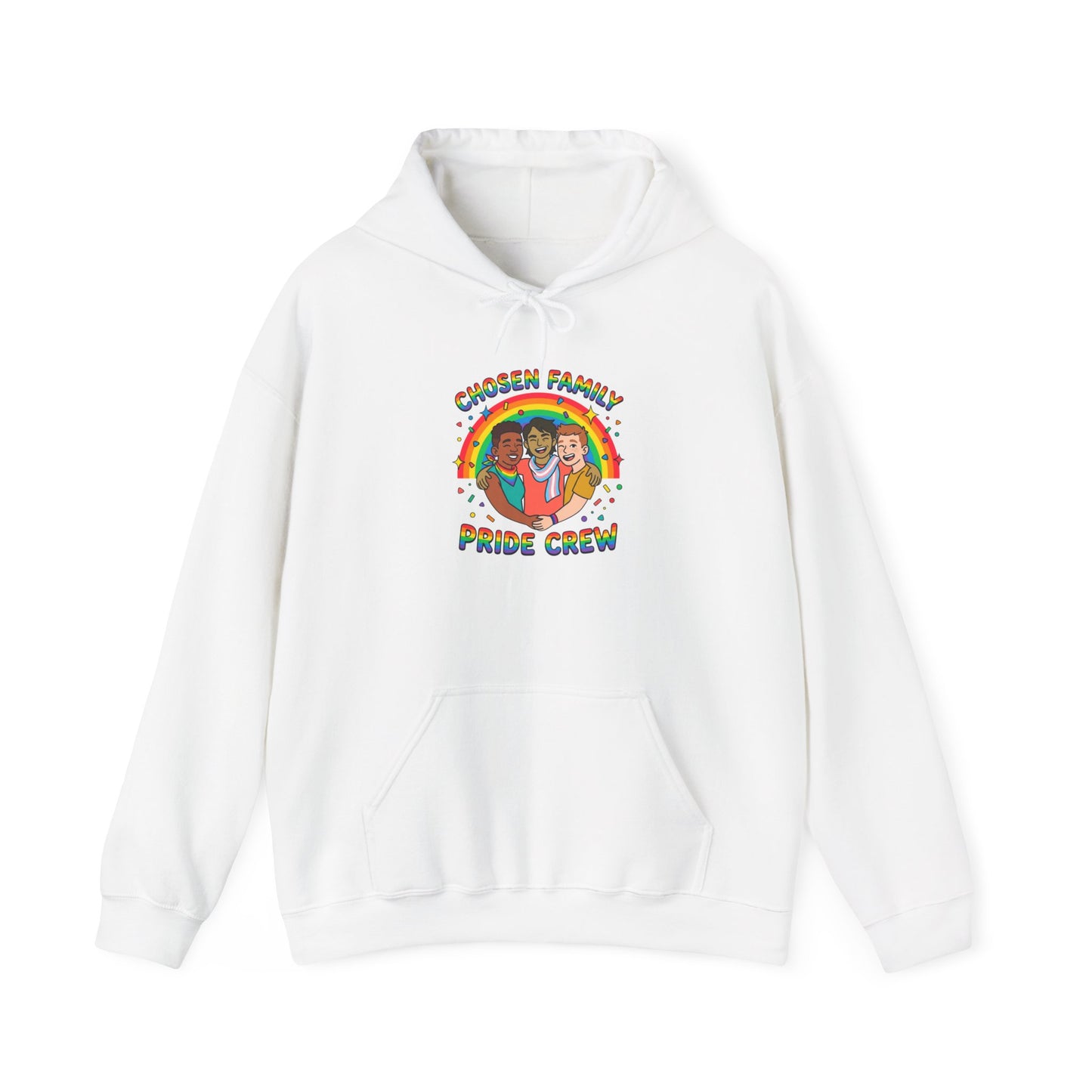 Chosen Family Pride Crew Hoodie | LGBTQ+ queer joy, pastel rainbow