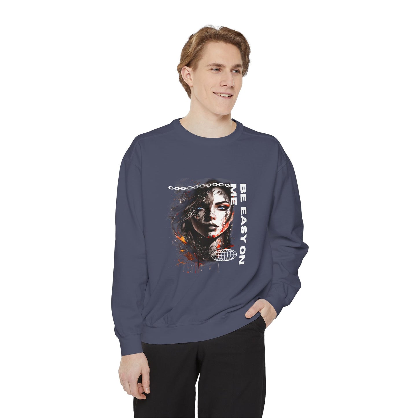 Graphic Sweatshirt — “Be Easy On Me” Artistic Portrait Pullover