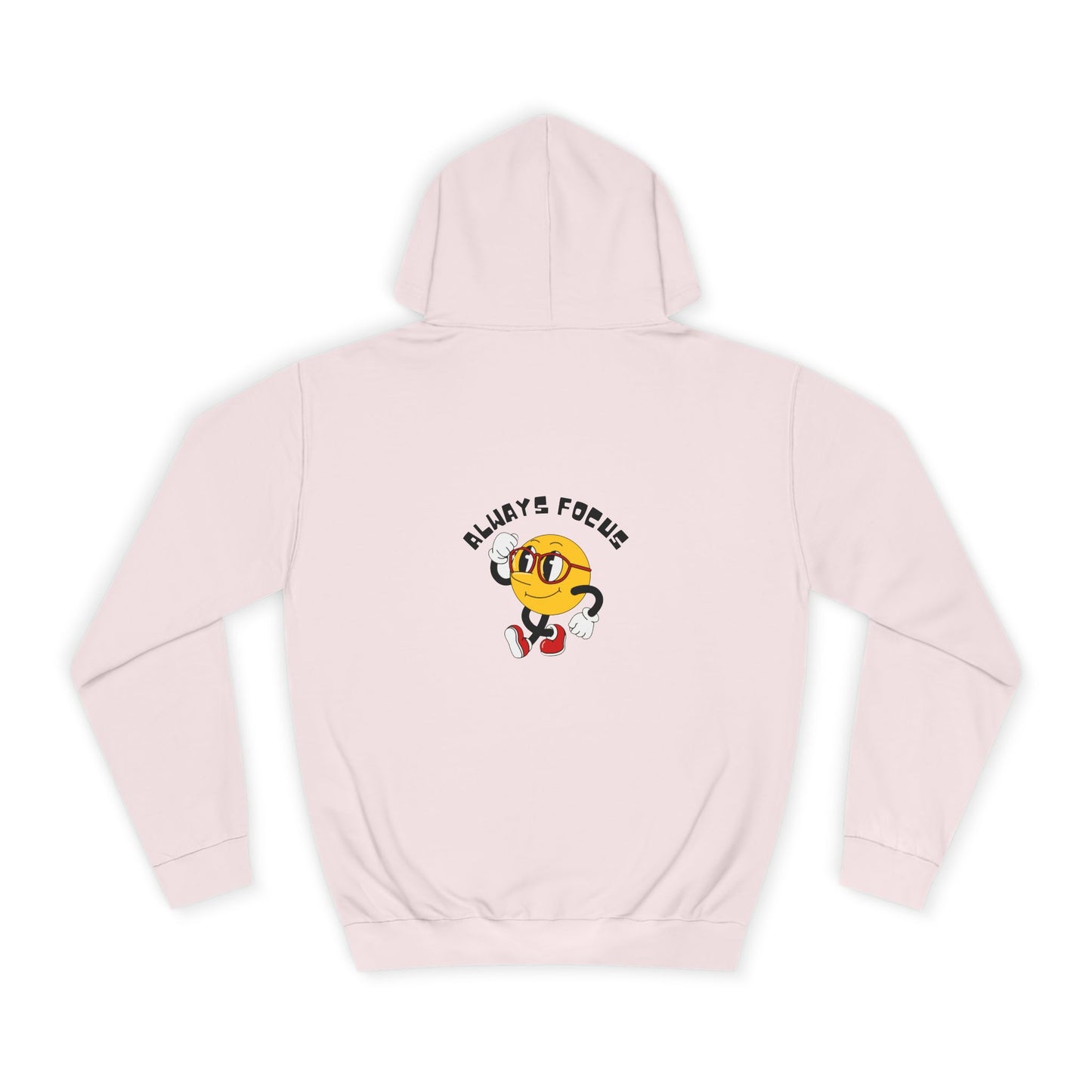 College Hoodie — "Let's Focus" Smiley Face Graphic Hoodie