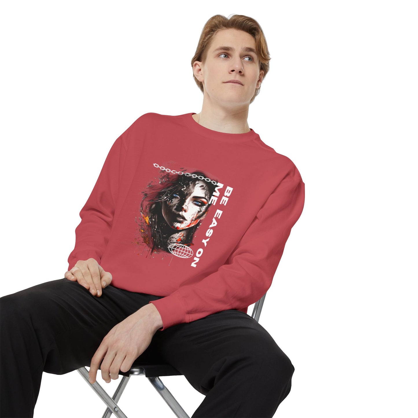 Graphic Sweatshirt — “Be Easy On Me” Artistic Portrait Pullover