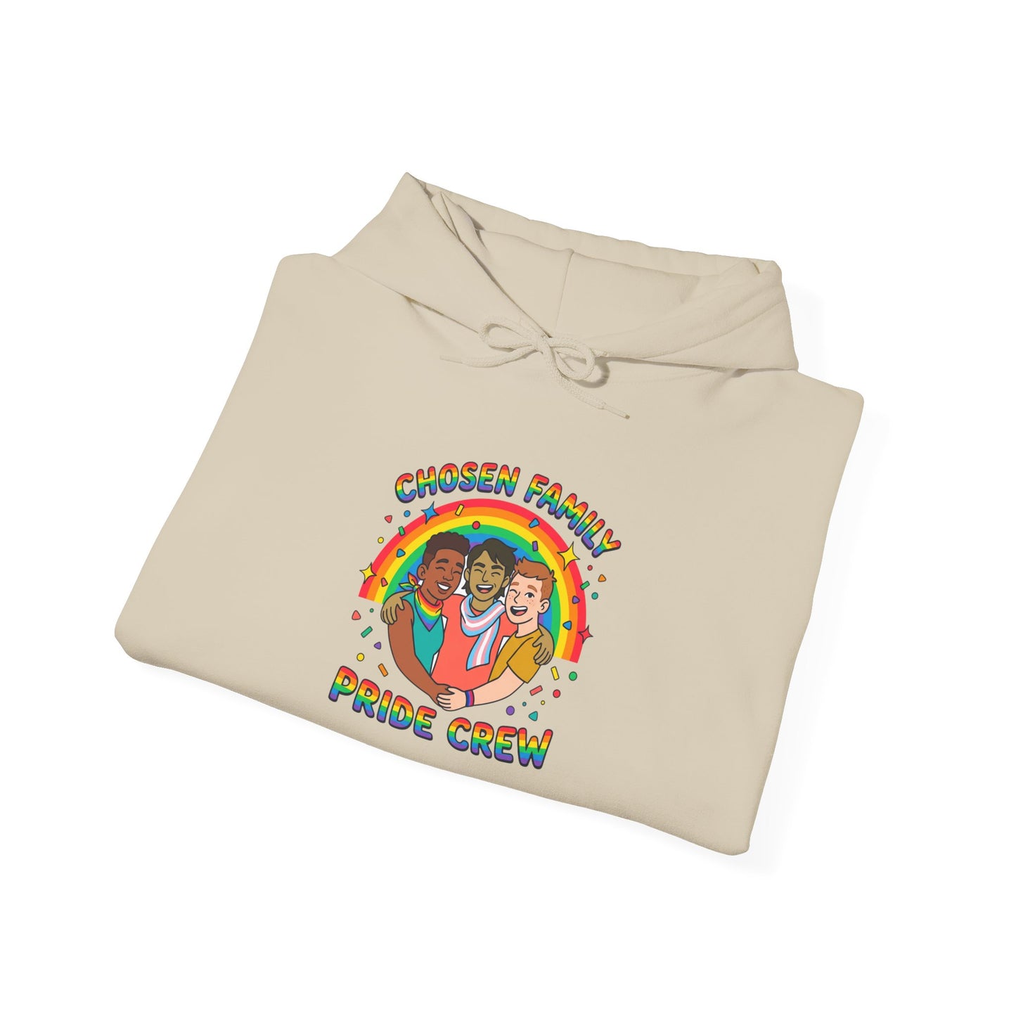 Chosen Family Pride Crew Hoodie | LGBTQ+ queer joy, pastel rainbow