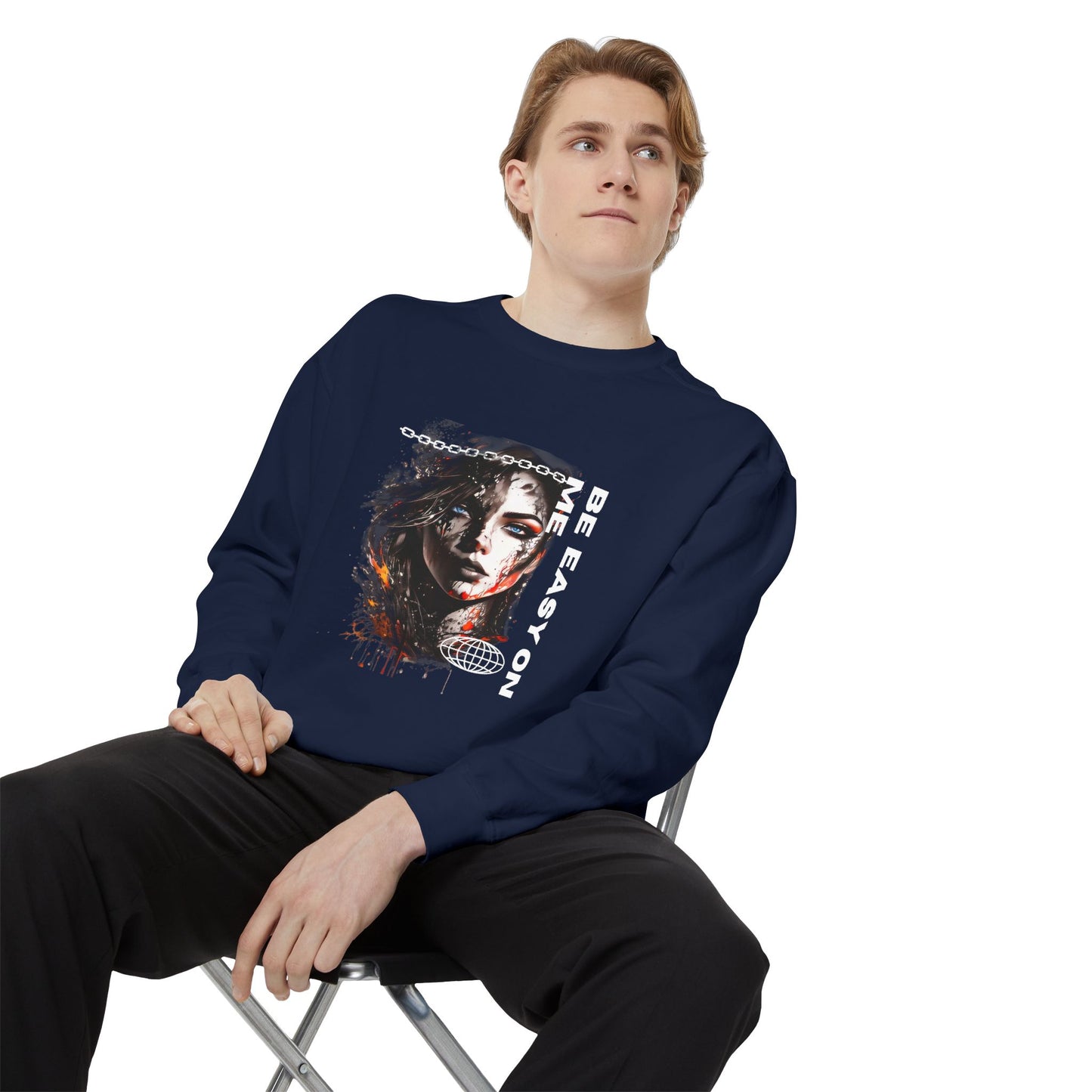 Graphic Sweatshirt — “Be Easy On Me” Artistic Portrait Pullover