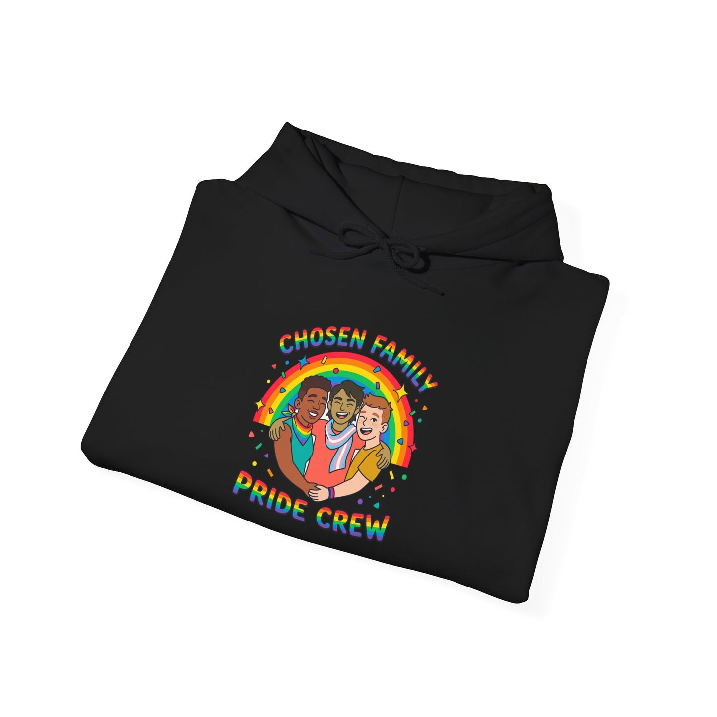 Chosen Family Pride Crew Hoodie | LGBTQ+ queer joy, pastel rainbow