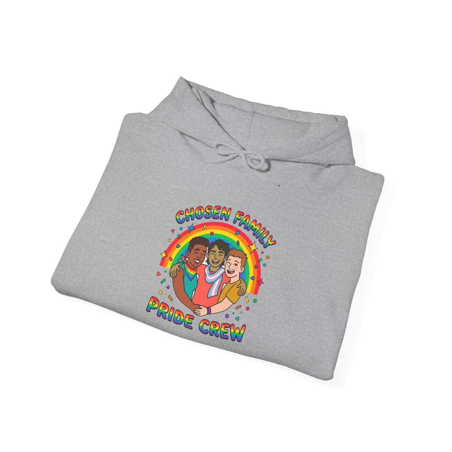 Chosen Family Pride Crew Hoodie | LGBTQ+ queer joy, pastel rainbow